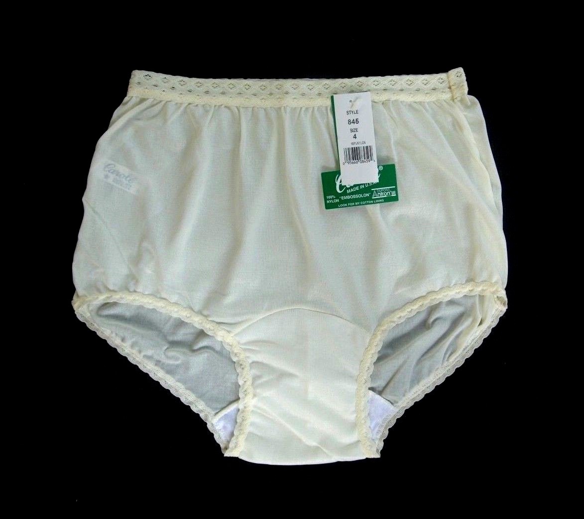 CAROLE Embossolon Antron III 100% Nylon Full-Cut Yellow Brief Size 6/Med NWOT