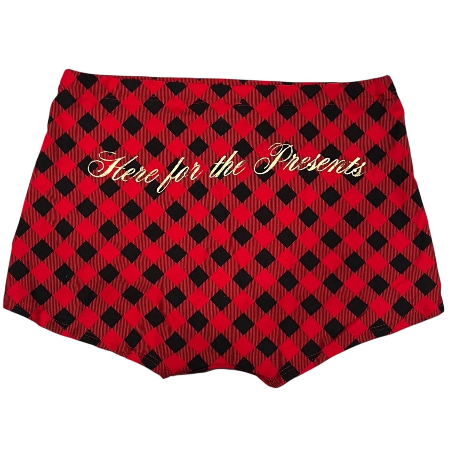 NWT VIXTORIA’S SECRET PINK Boyshort Boxer Sz M Red Black Checks Gold