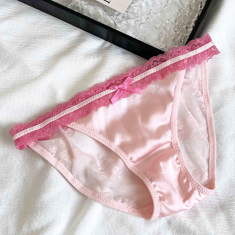 4pack Lot Sexy Womens Satin Panties Brief Sheer Lace Bikini Lingerie Underwear