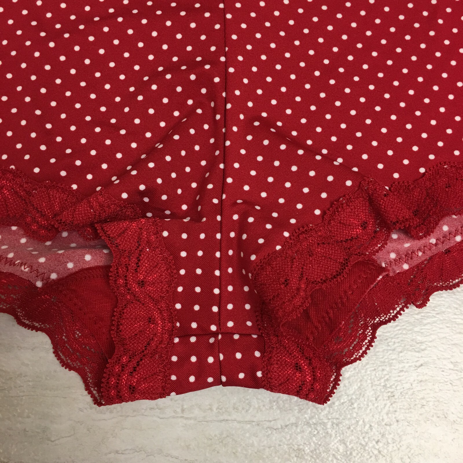 4-Pack Maidenform Women’s Microfiber & Lace Boyshorts, Red/White Polka Dot, L/7