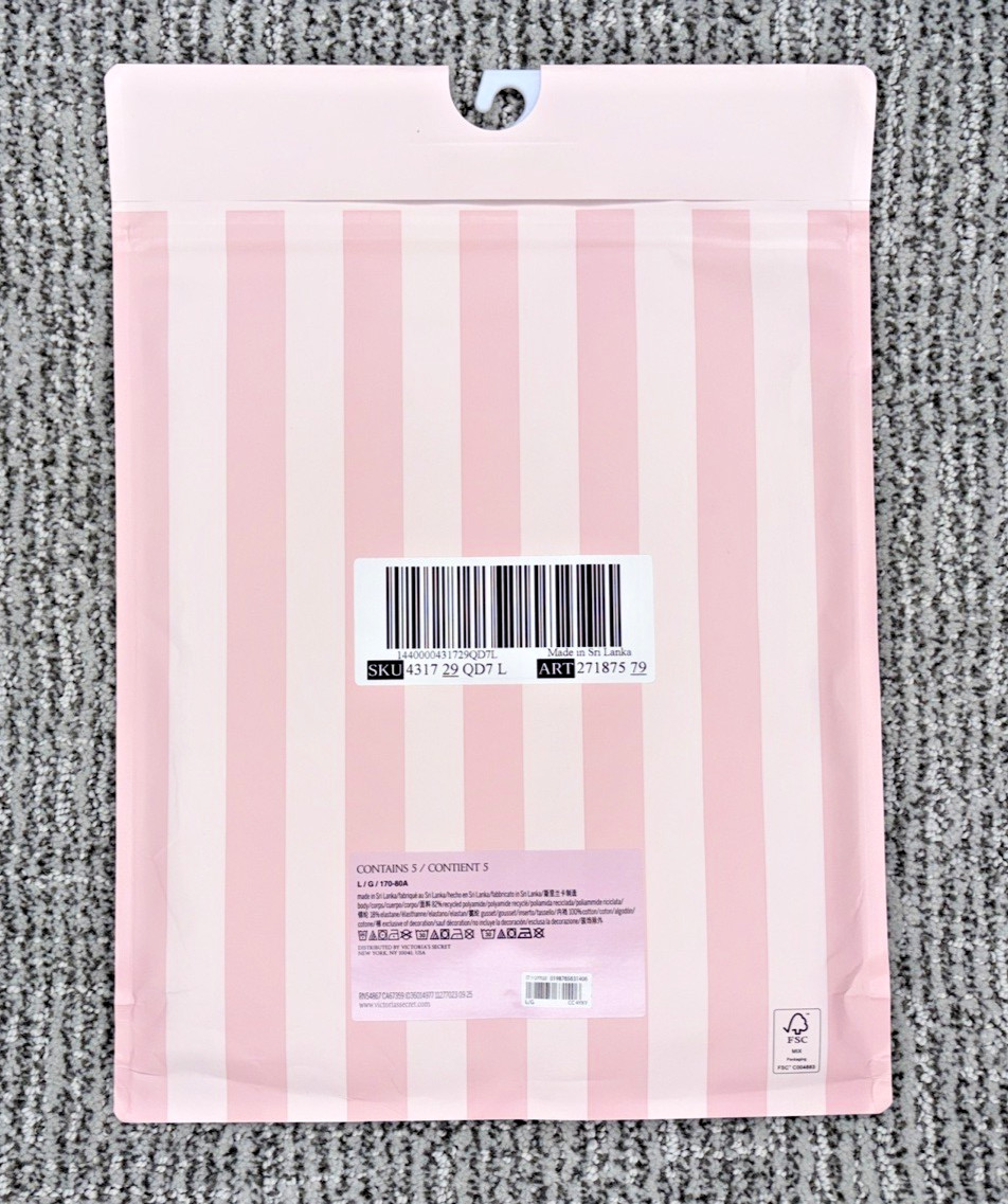 Victoria’s Secret NEW Large No Show Shine Thong Panties 5 Pack Multi Logo Sexy