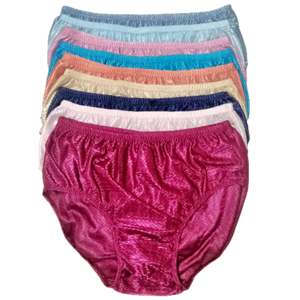6 pcs Vintage High Cut Shiny Nylon Panties Sheer Retro Style Briefs hip 30-34″