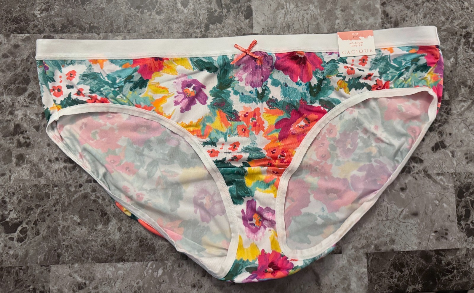 NWT CACIQUE LANE BRYANT 14/16 SMOOTH PINK TEAL FLORAL NO SHOW HIPSTER PANTIES