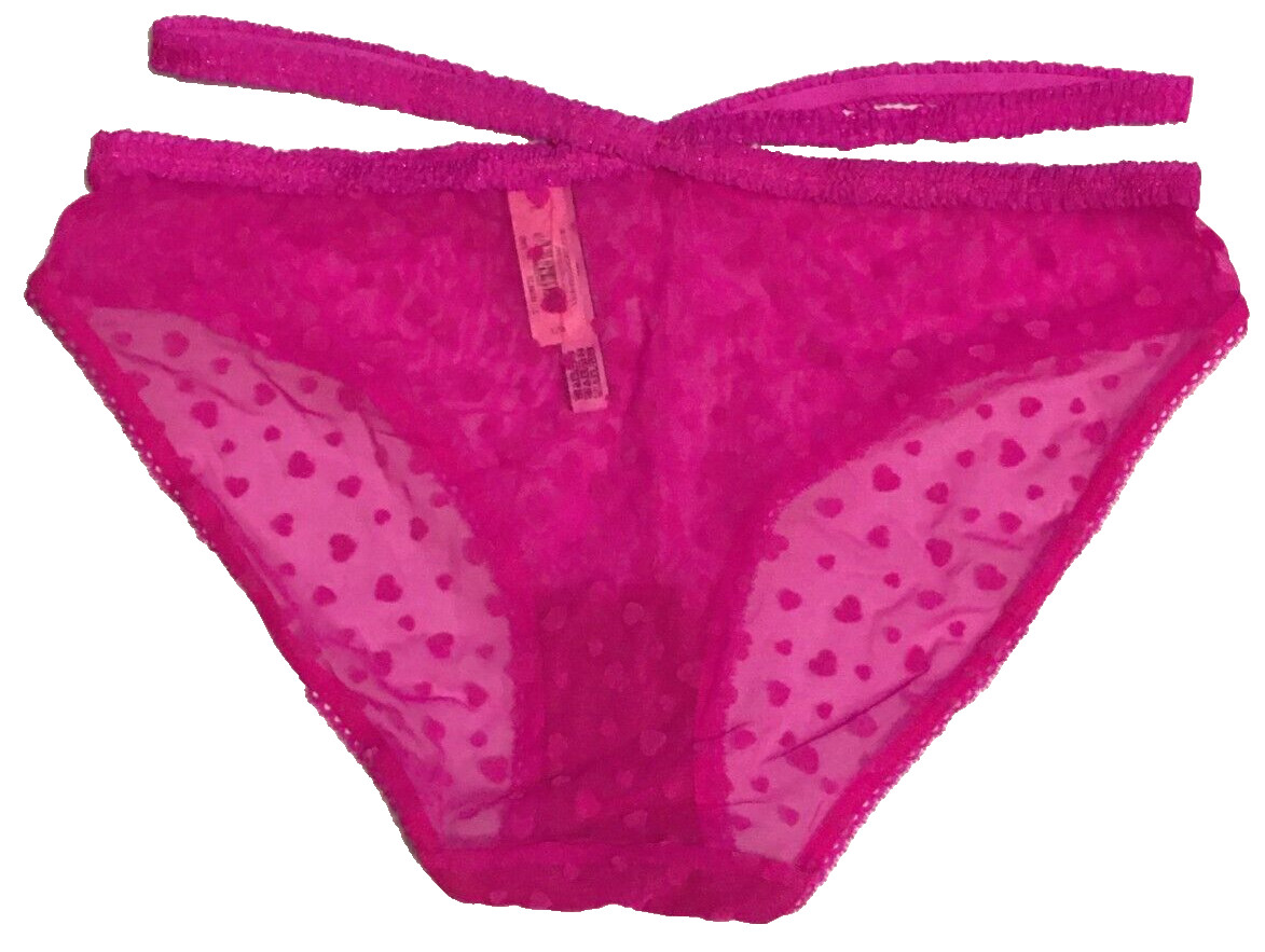Victoria’s Secret Pink Heartbreaker Bikini Panty Size L Bali Orchid Hearts NWT