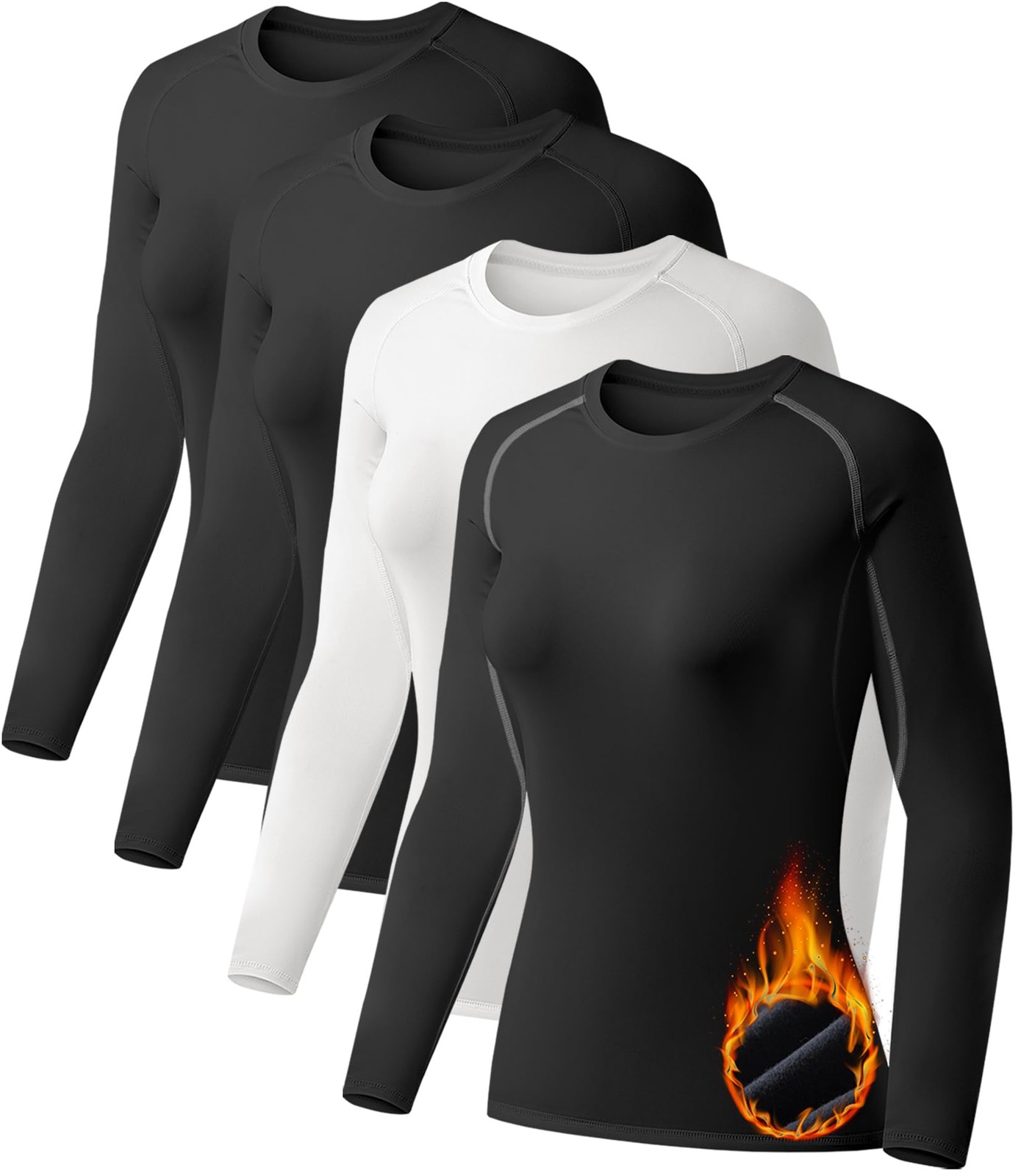 TELALEO 4 Pack Womens Thermal Shirts Fleece Lined Athletic Tops Long Sleeve C…