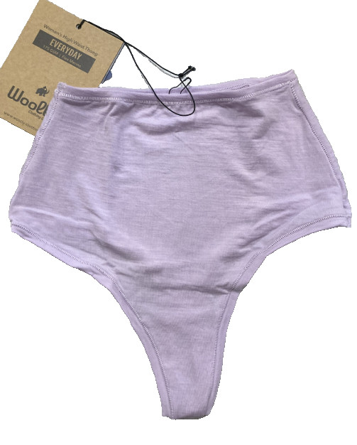 NEW Woolly Women’s 95% Merino Wool High Waisted Thong, Lilac, 2XL