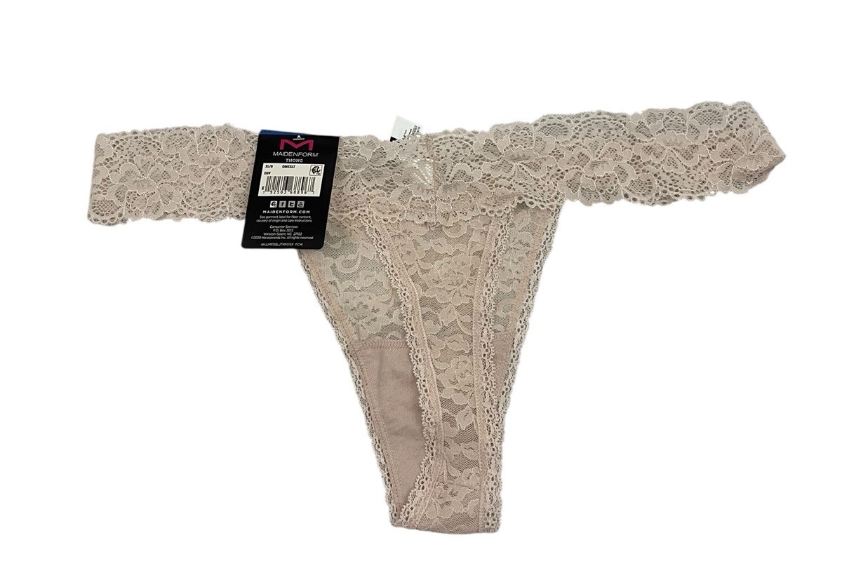 Maidenform Pink Lace Thong Size XL/8 – 86% Nylon And 14% Spandex
