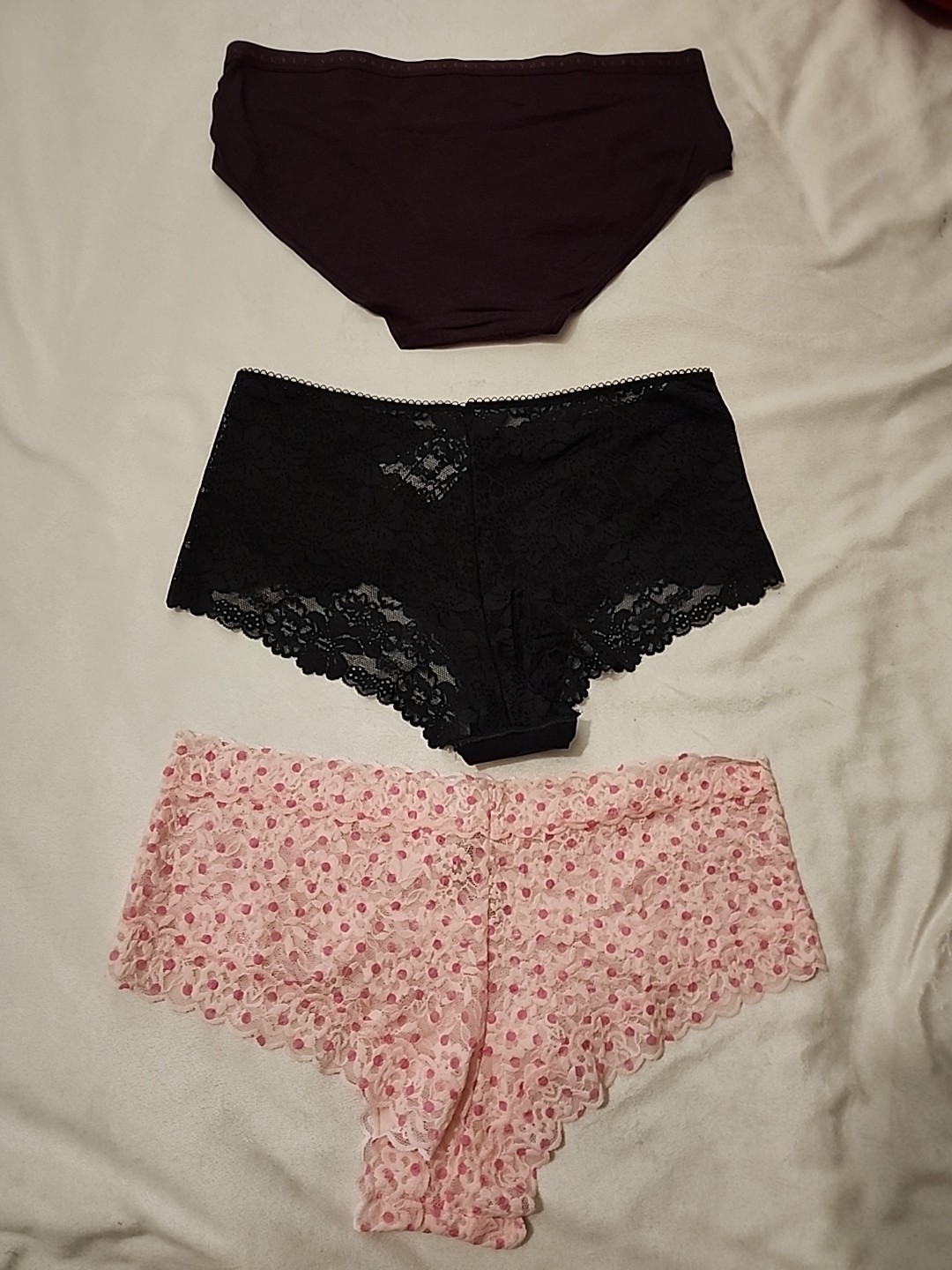 New 3 PACK Victoria’s Secret Cheeky/cheeky Lace Panties Underwear Women Size LG