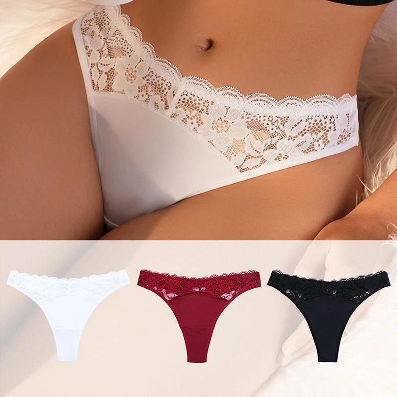 3Pack/Lot Sexy Womens Lace Panties Thongs Low Waist Bikinis Lingeries Underwear