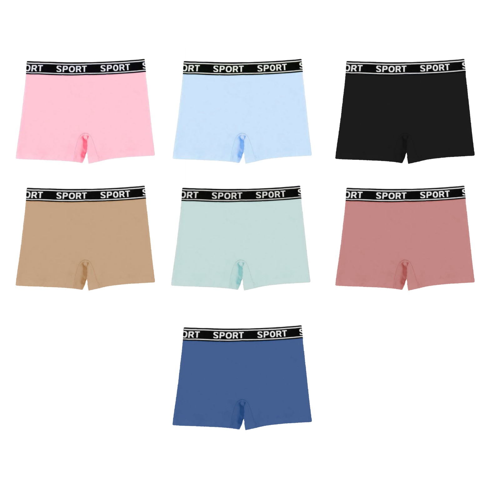 Women’s Cotton Boyshort Underwear Plain Sport Multicolor Boxers Pack of 12