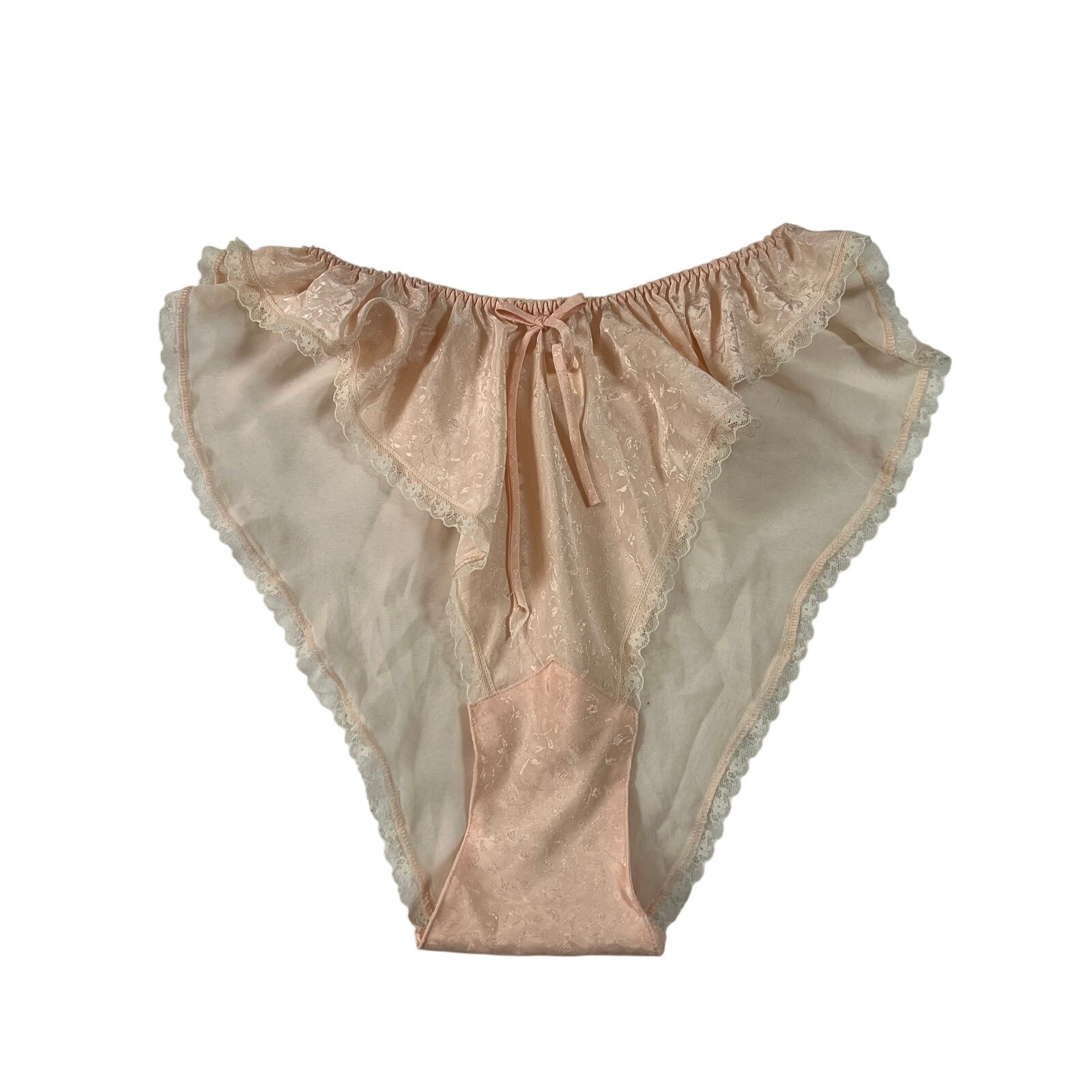 NEW Vintage Victoria’s Secret High Cut Panties Size M Gold Label Ruffle Sheer