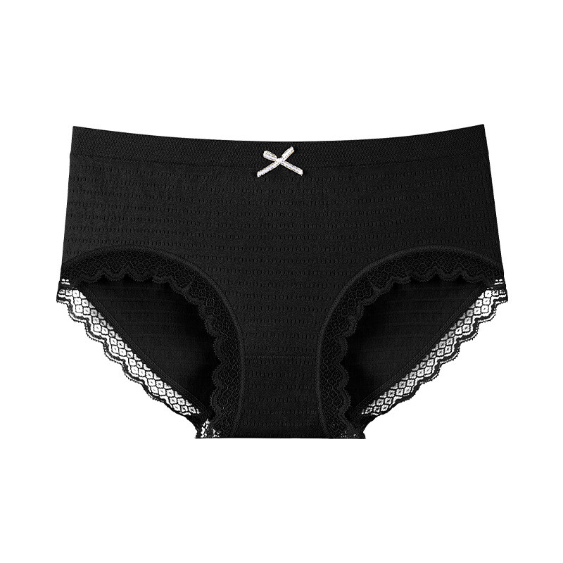 Women’s Solid Color Breathable Graphene Skin-Friendly Seamless Mid Waist Panties