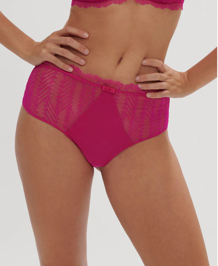 Simone Perele Size 2 / Small Canopee Retro Brief Panty NWOT 1D2770 Hibiscus Pink