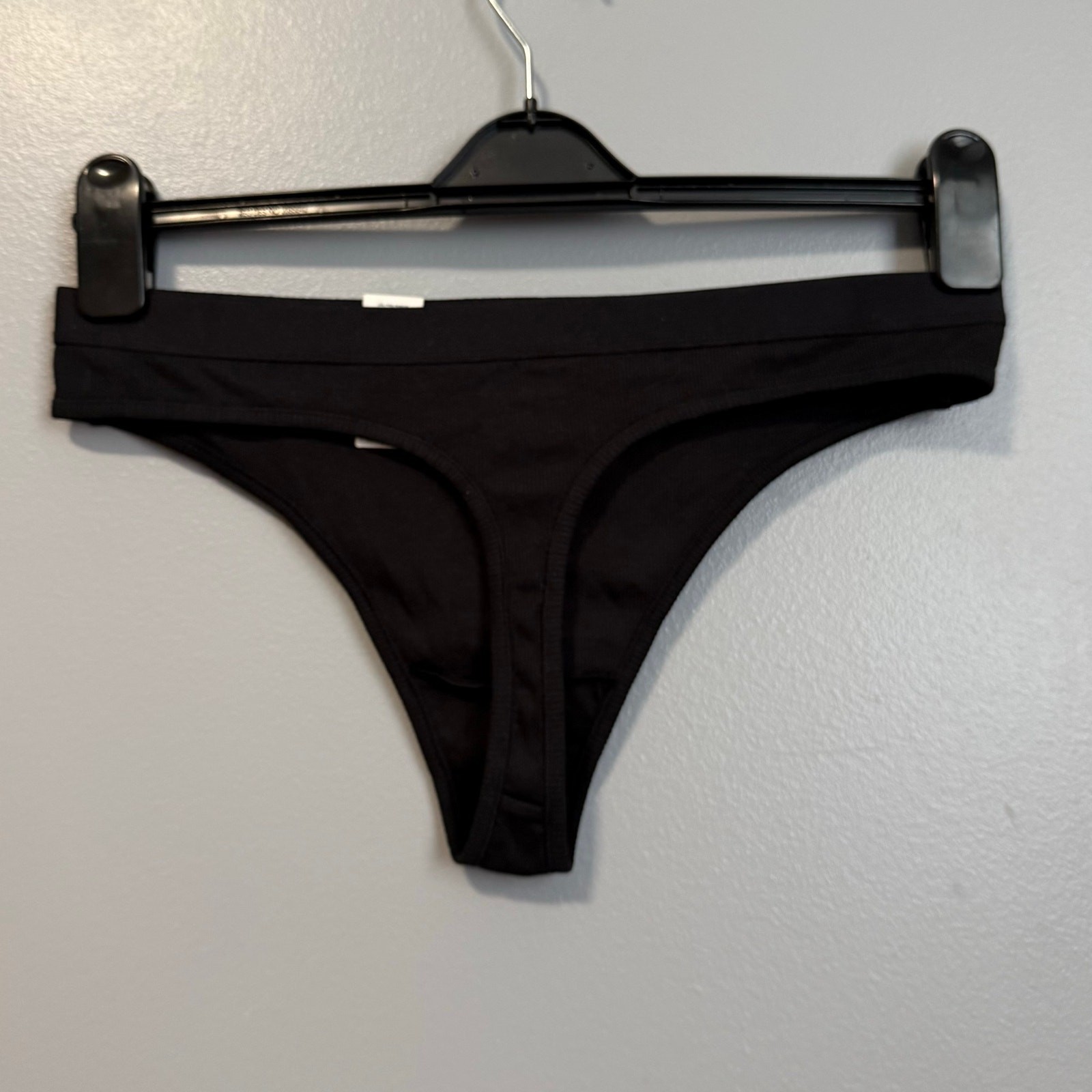 Gap Body Black Logo Cotton Rib Thong Underwear NEW XL