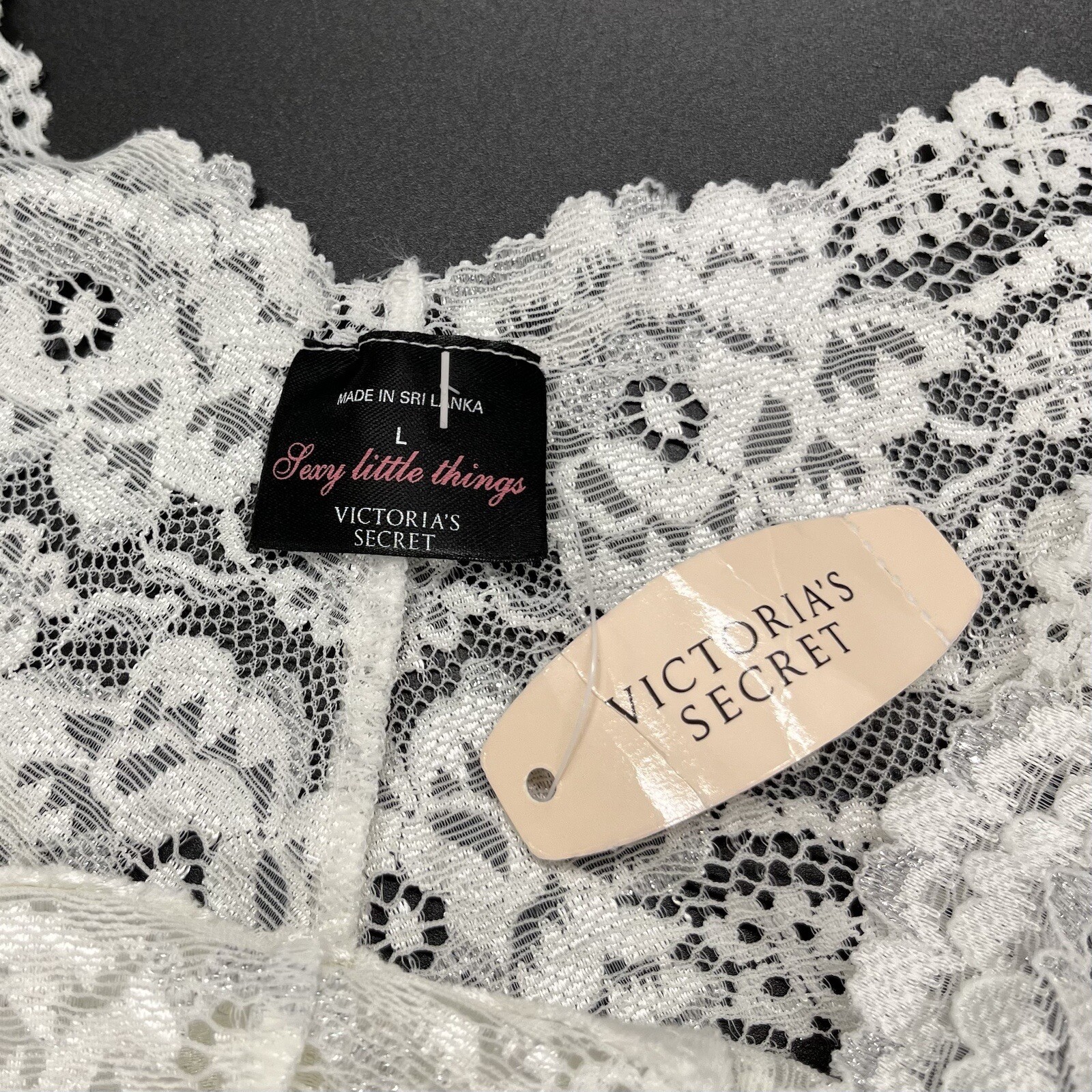 Vtg 2007 NEW Victoria’s Secret Large Sexy Little Things Thong Panty White Lace