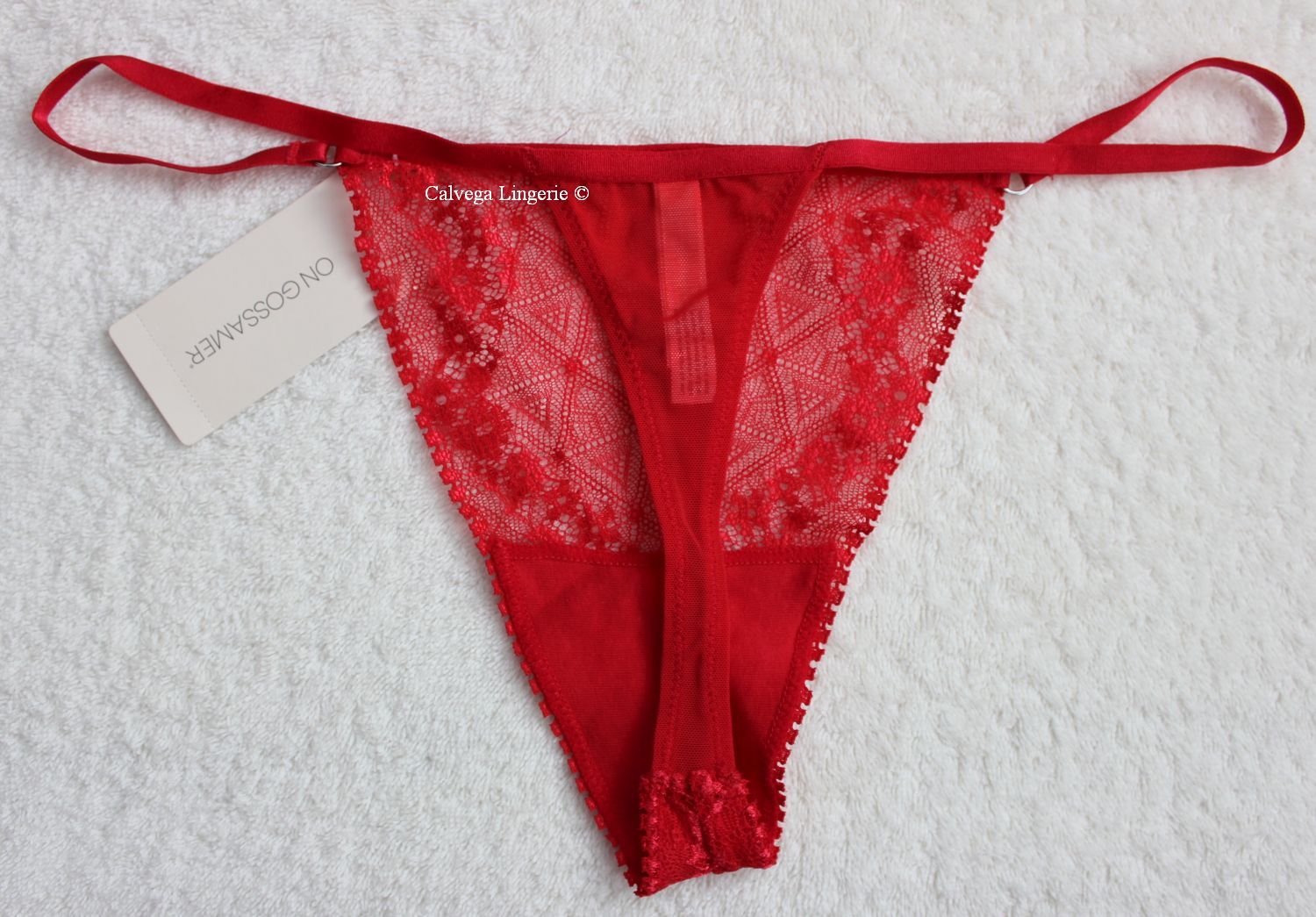 NWT OnGossamer G2001 “Beautifully Basic” Low Rise Lace String Thong, Red