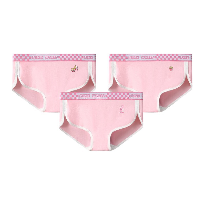 Mid Waist Antibacterial Teenage Sports Triangle Panties Pink Women’s Underwear