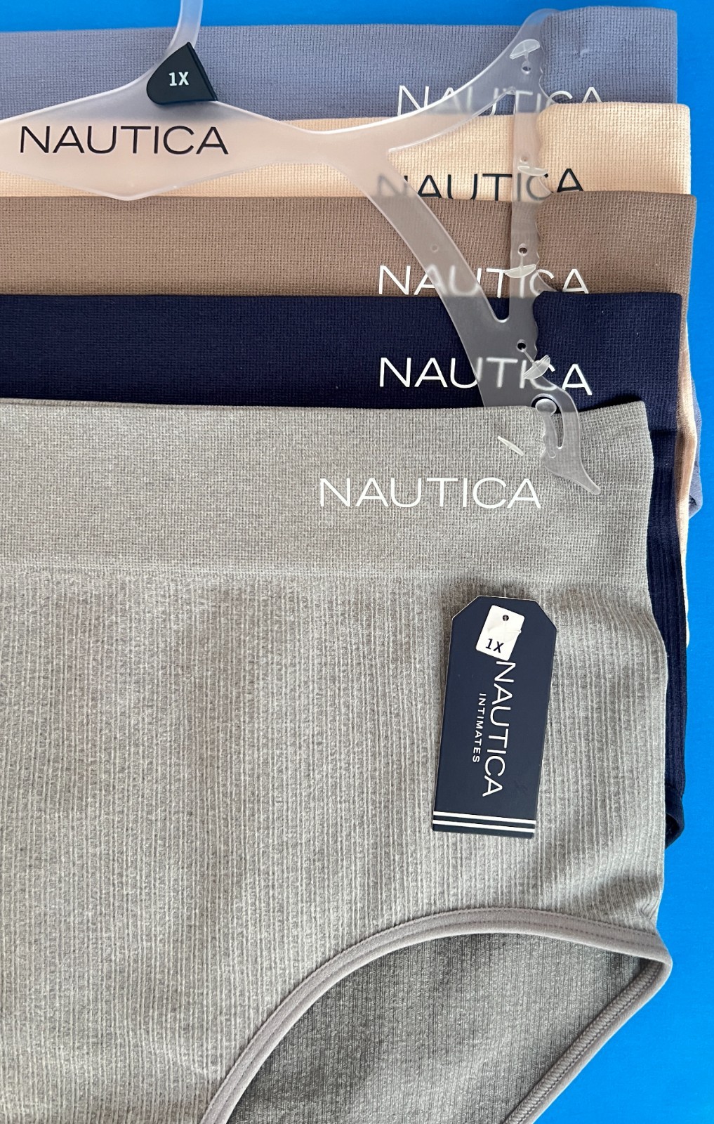 5 pk Sz 1X,2X,3X Nautica NT9948 Nylon Brief Underwear Panties Fit Stretch Ribbed