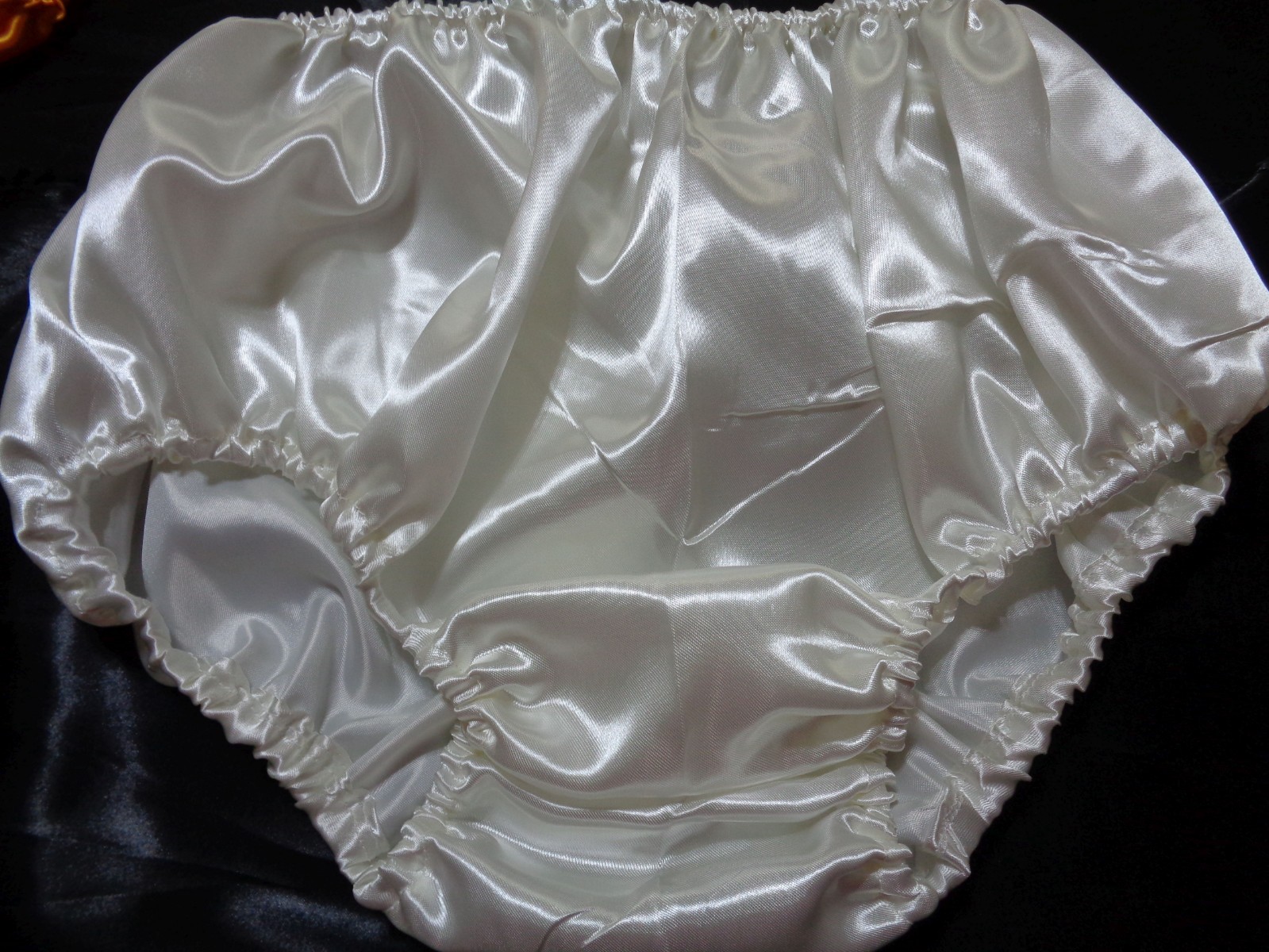 Adult sissy handmade off white beige men satin panties briefs bloomer * 34-48