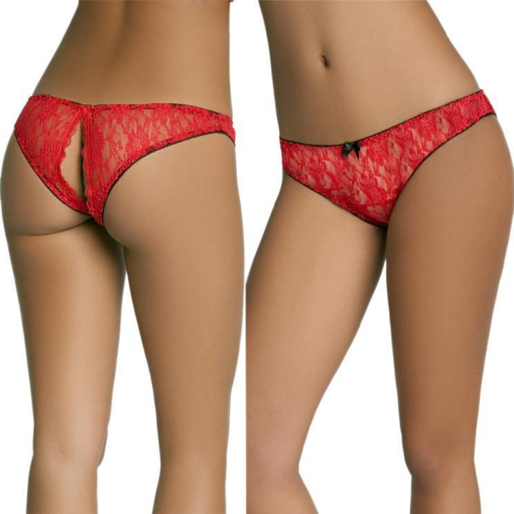 Women Ladies Lace G-string Briefs Crotchless Panties Thongs Lingerie Underwear