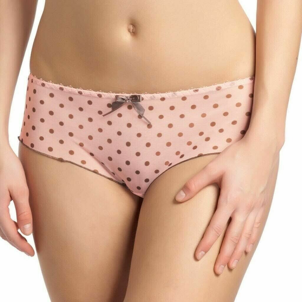 Freya Patsy Short Brief Knickers Ballet Pink Size S 10 12 Brown Polka Dot 1226