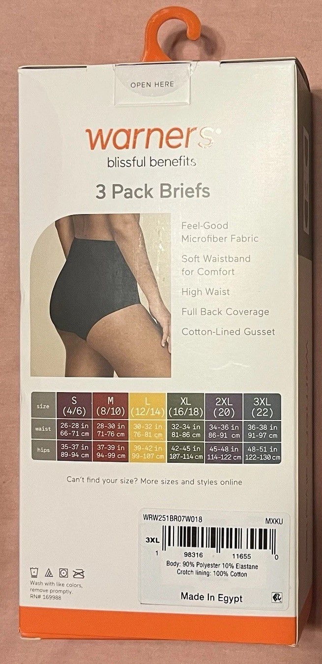 Warner’s Blissful Benefits Seamless Microfiber Comfort Waistband Brief FREE SHIP