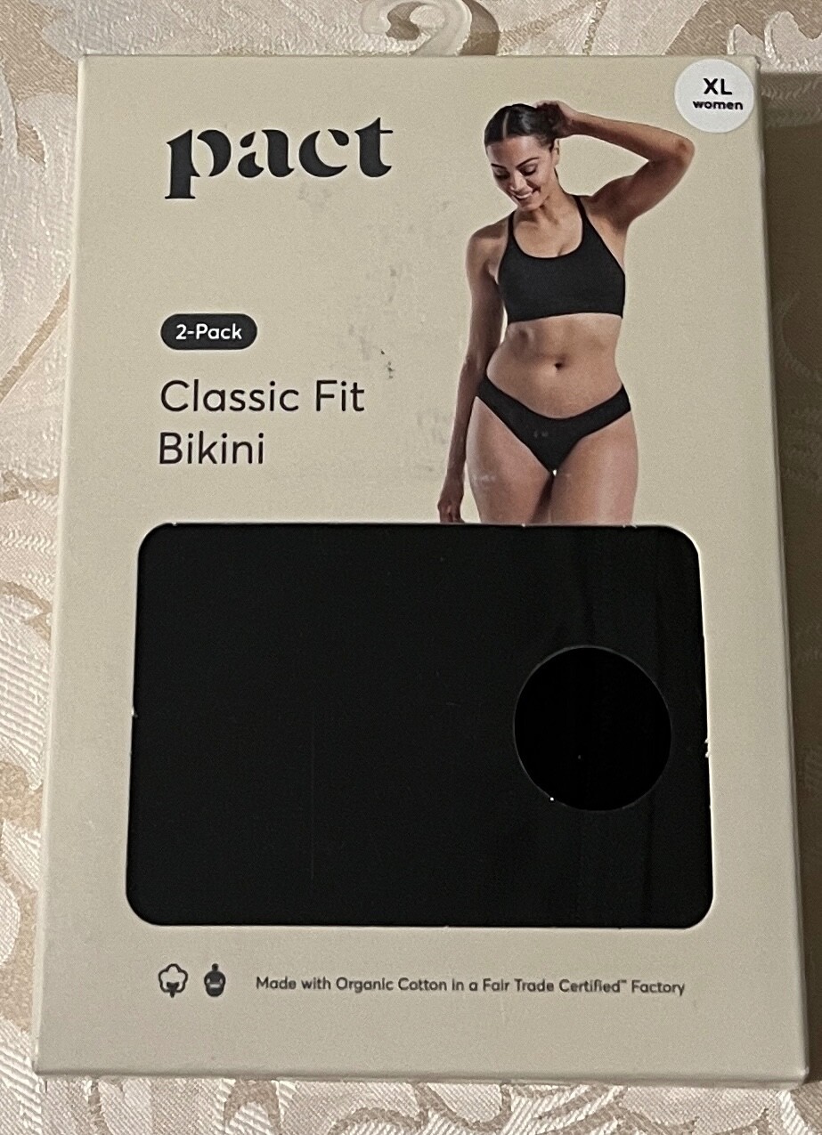 Pact size XL 2pc Classic Fit Bikini Rise Waist Organic Cotton 95%/5%Elastane