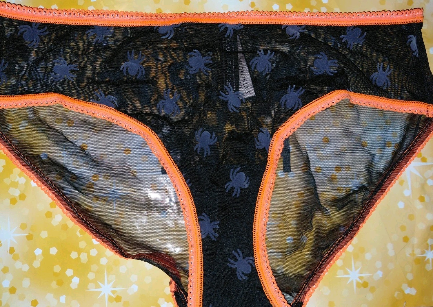 VS Older Style Halloween Spider Mesh Hiphugger NEW SIZE Medium Black/orange