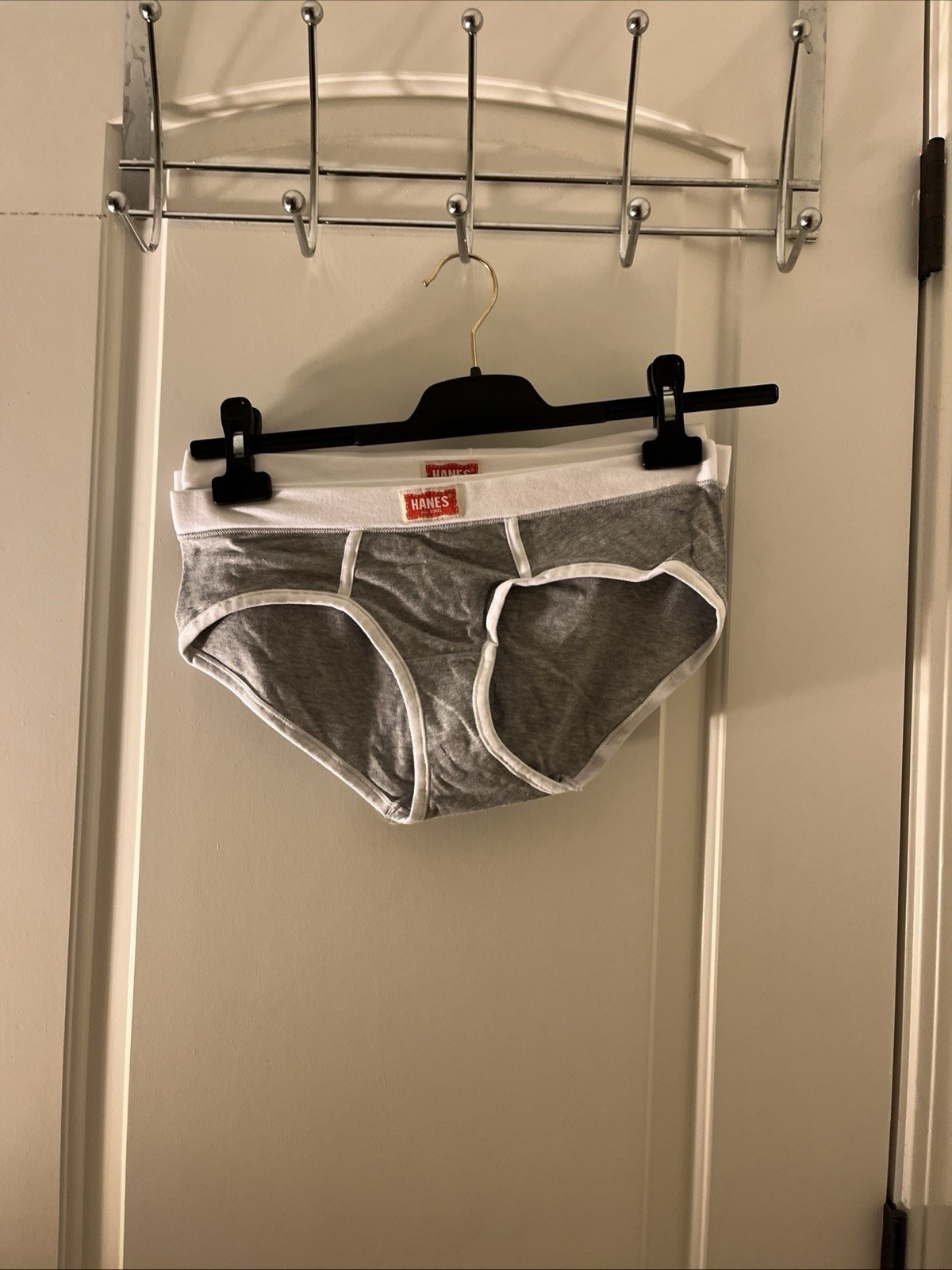 Hanes Women’s Boyfriend Underwear Panties 3 Pair Size 6 M Gray & White