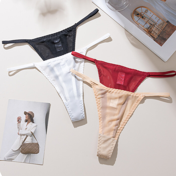 4 Pack Lot Sexy Womens Sheer Panties Thongs G string Briefs Bikinis Underwear