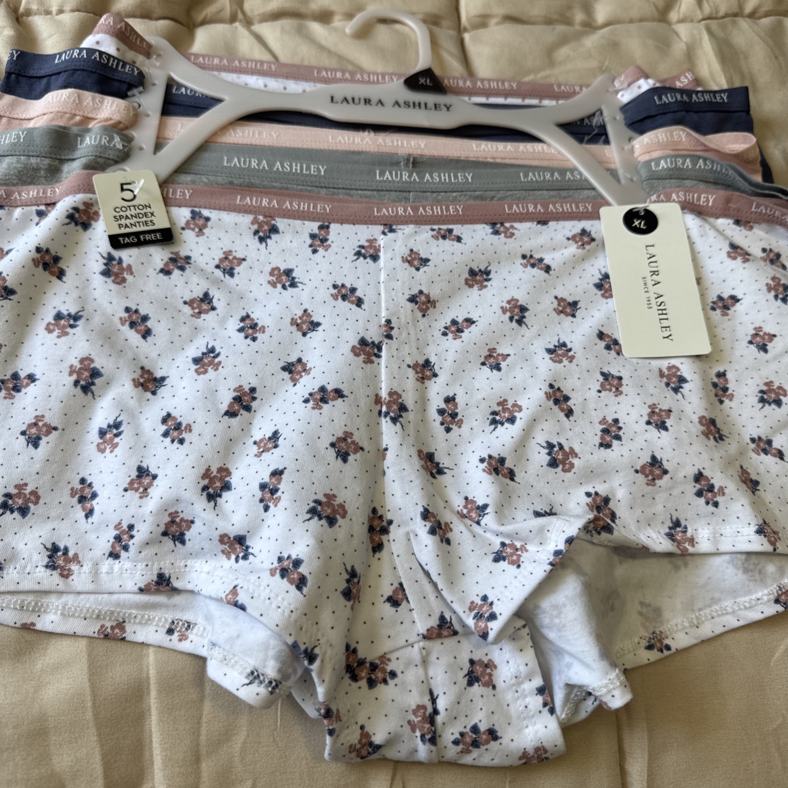 Laura Ashley Panties Boyshorts Underwear 5 Pack Size XL Bottoms Cotton Floral