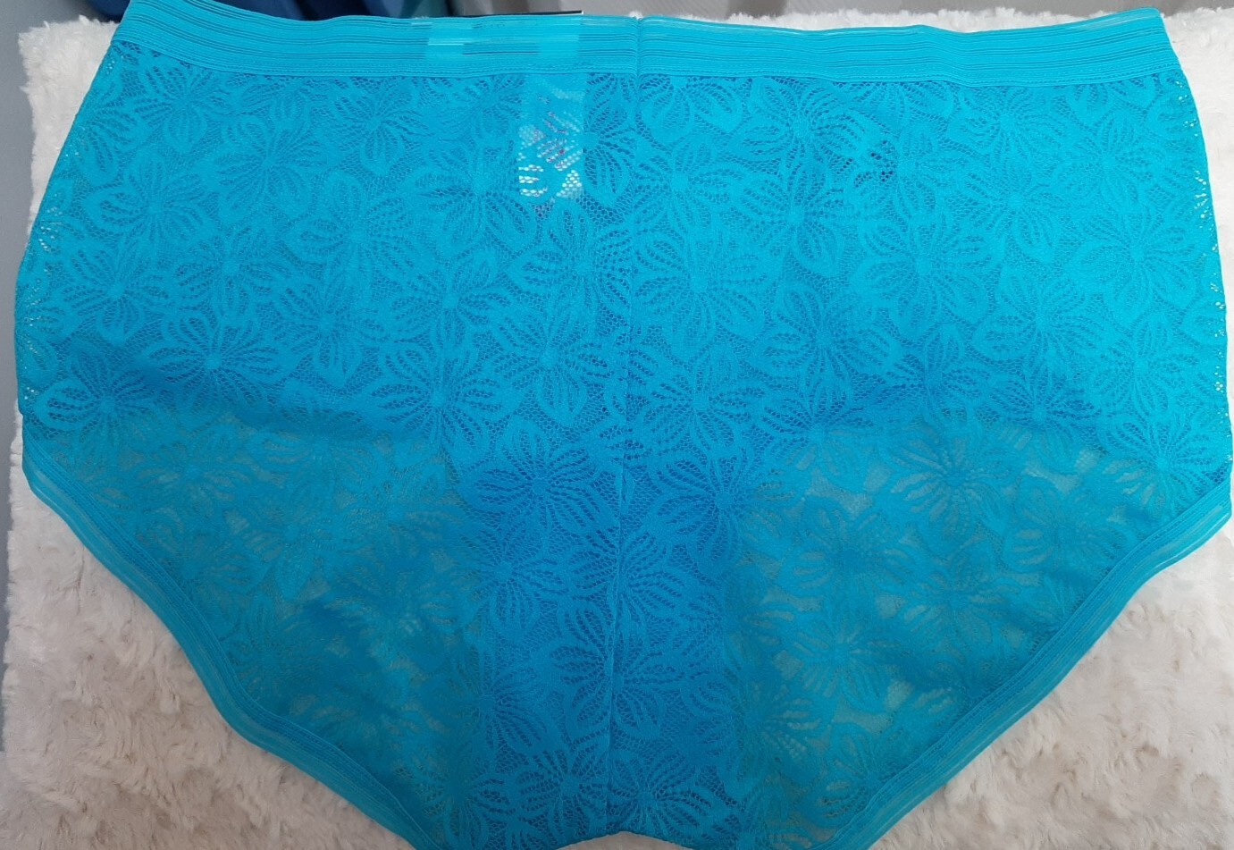 New Jr NO Boundaries Blue nylon/spandex lace Boyshort panty, sz L