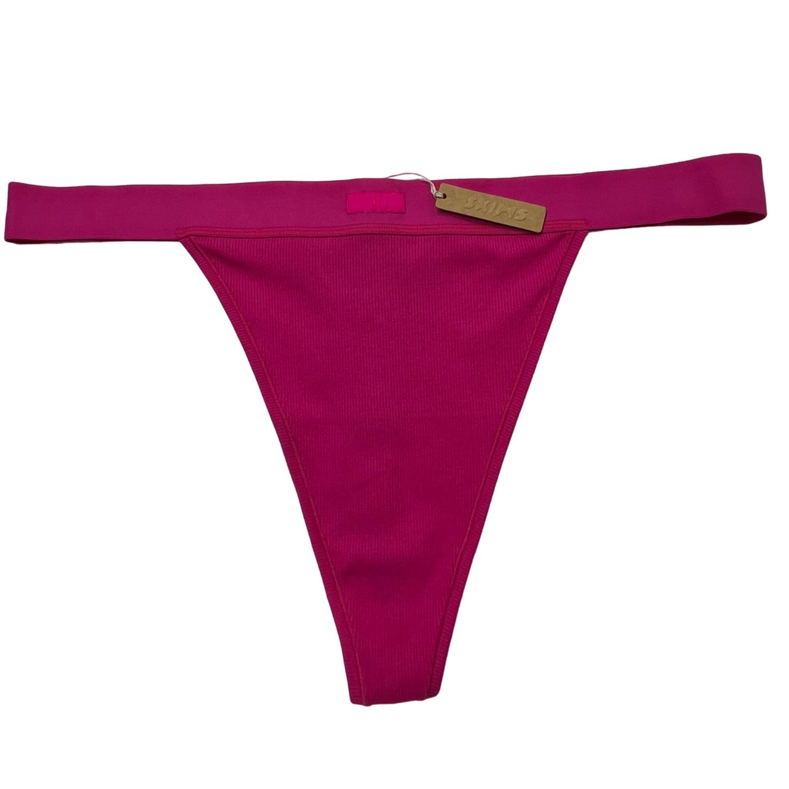 SKIMS Cotton Rib Thong Raspberry Womens 4X