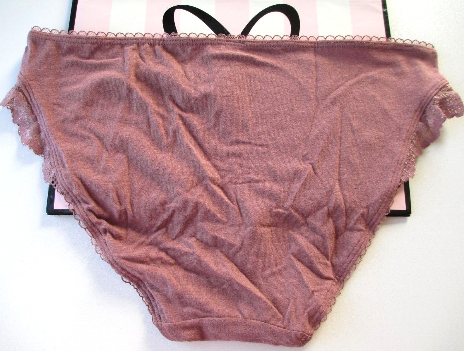 VICTORIA’S SECRET Cotton Bikini Panty S L XL Lace Trim NWT Vintage Rose VS