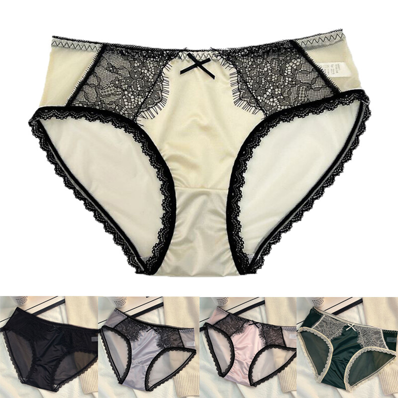 1/5 Pack Lot Womens Vintage Lace Satin Panties Underwear Sheer Brief Lingeries