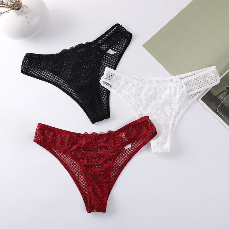 4-Pack Lot Sexy Womens Ladies Panties Underwear Lace Sheer Briefs Intimates Set