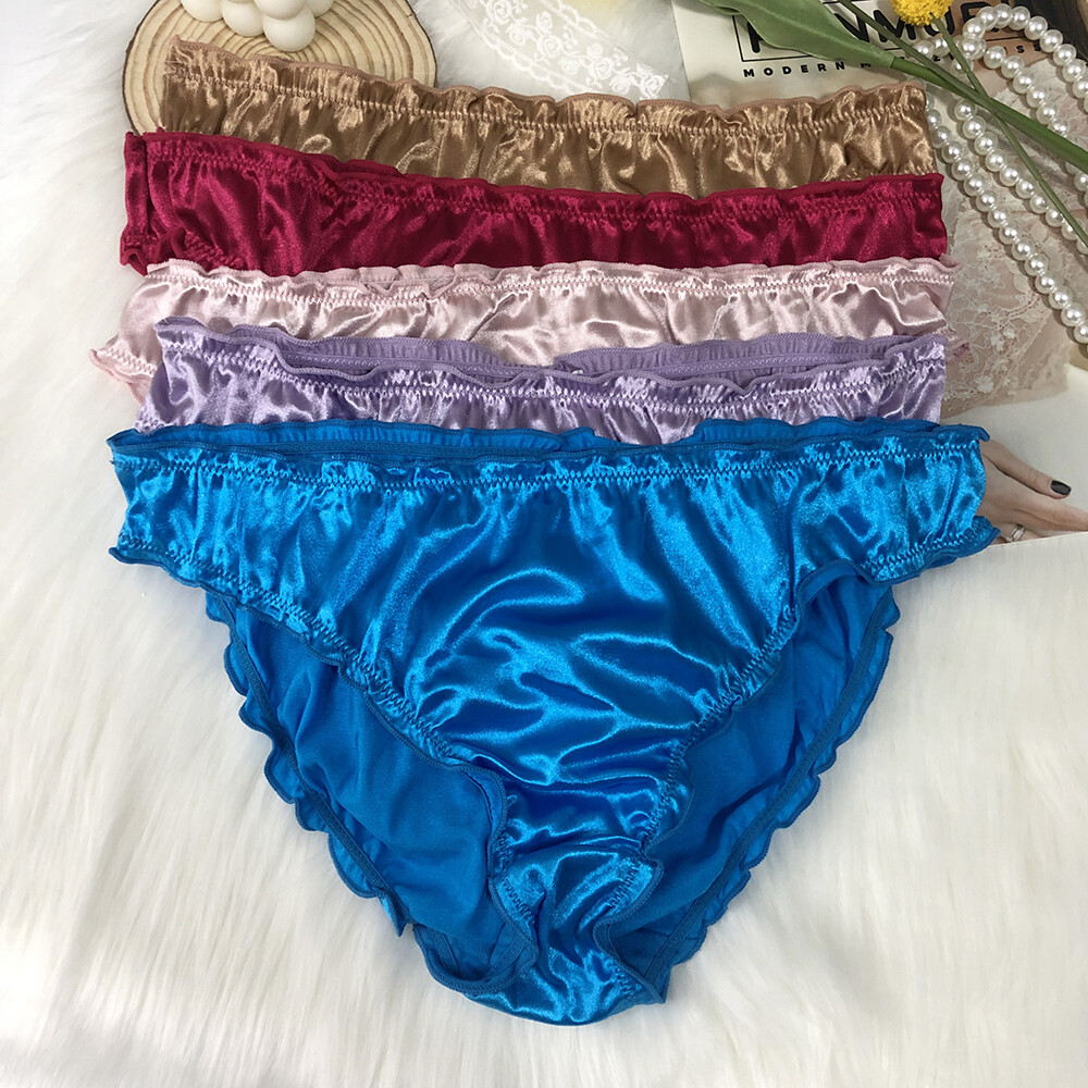 Lot Pack Of 5 Sexy Women Satin Panties Briefs Underwear Nylon High Cut Lingeries