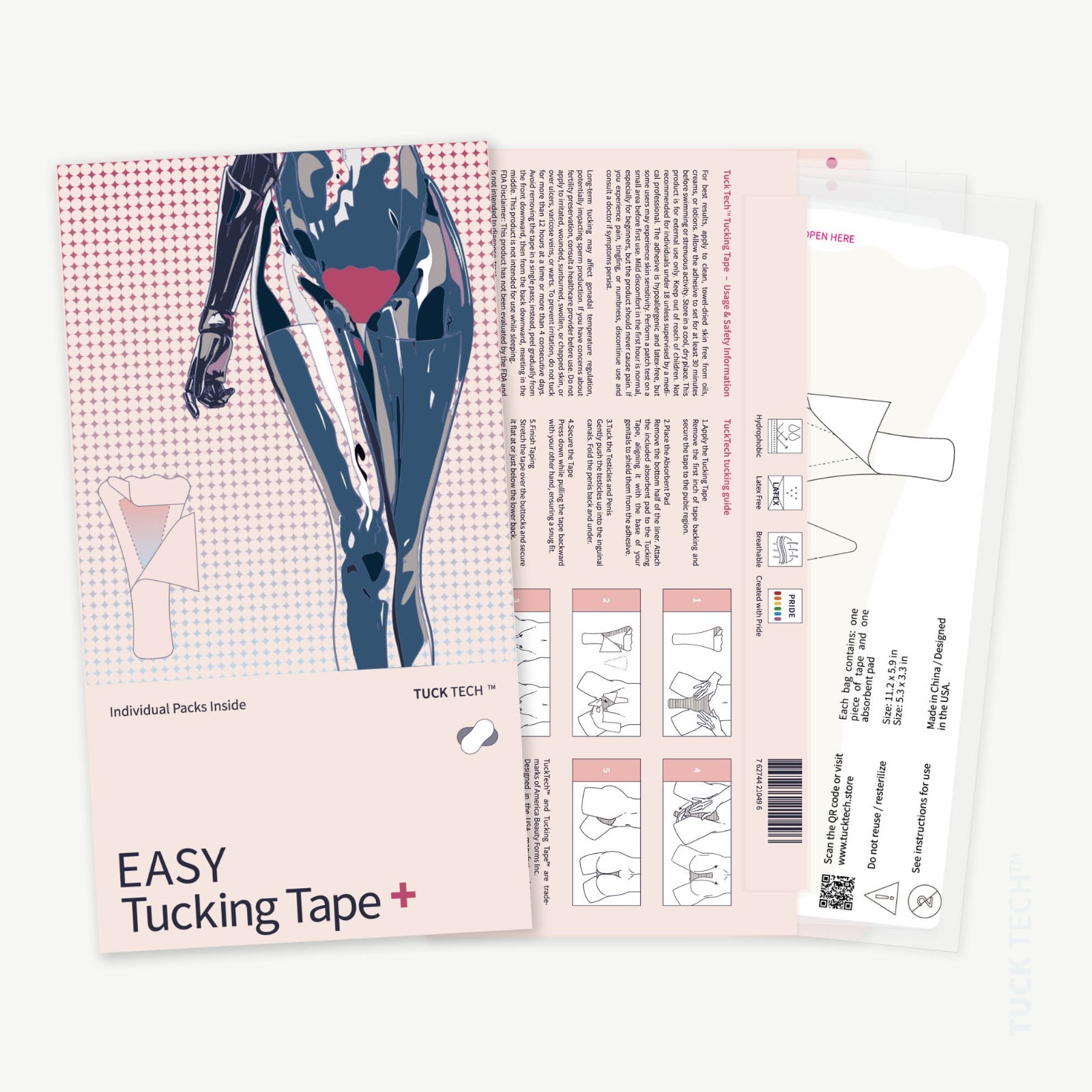 Easy Tucking Tape Plus 7 Pack, Gaff Panties, Tucking Underwear for Trans Women