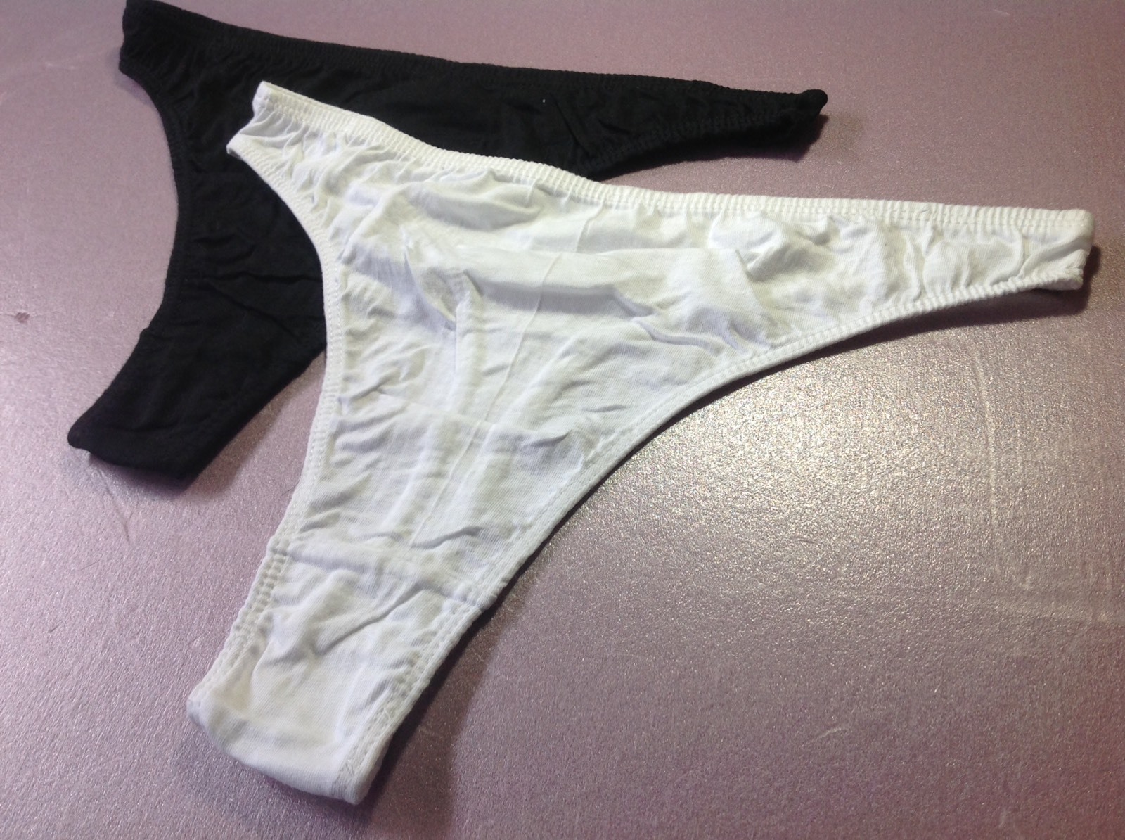 Women Panties,Thongs 2 Pairs Lot,Size L. Black&White 100% Cotton Bangladesh Made