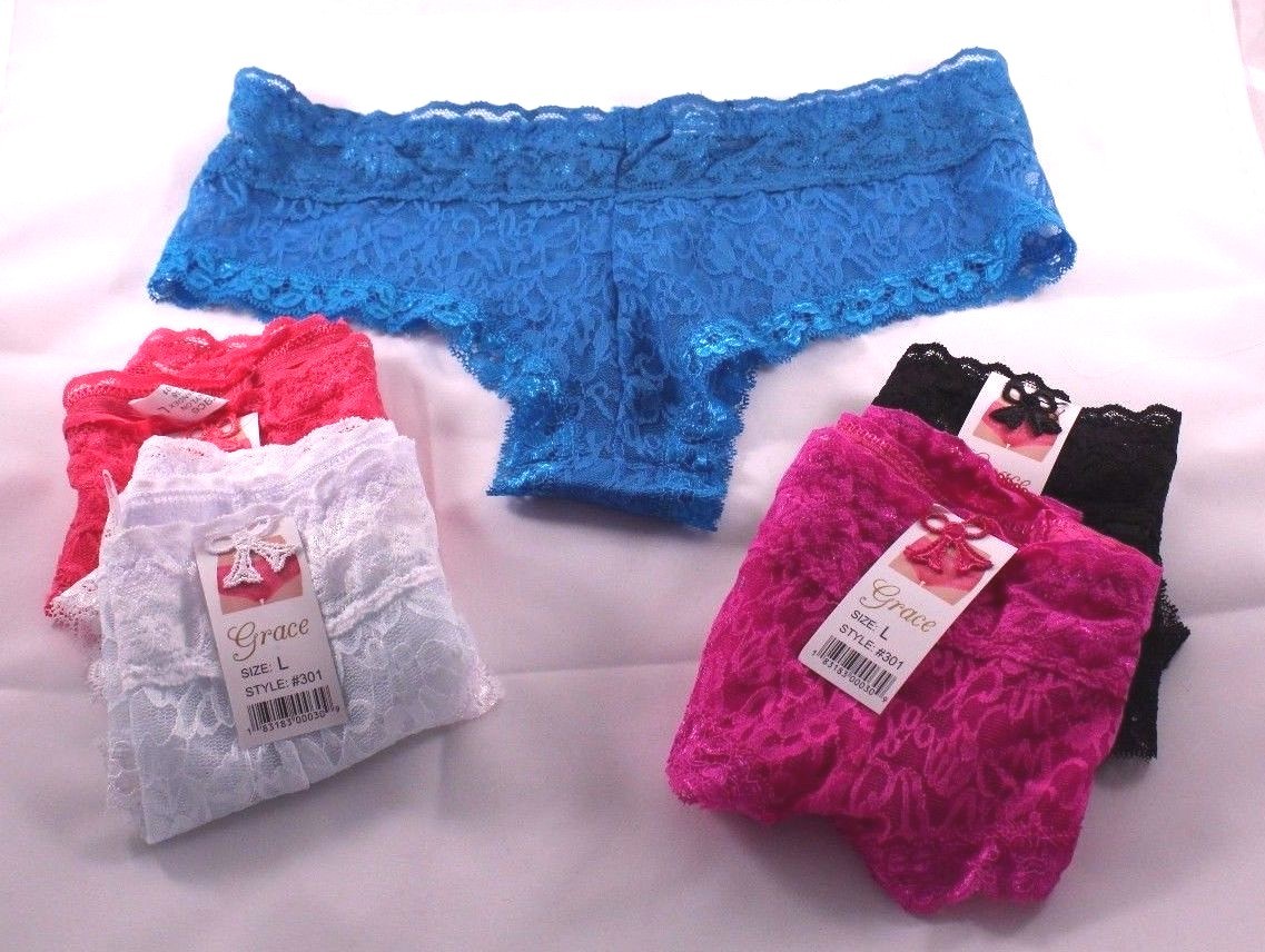 5 Grace Lace Bikini Underwear Assorted Colors Style 301 Size L