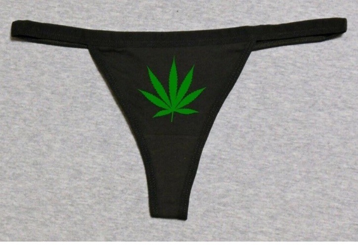 Sexy Weed Pot Marijuana Leaf 420 Stoner Slut Glow In Dark Funny G-String Thong