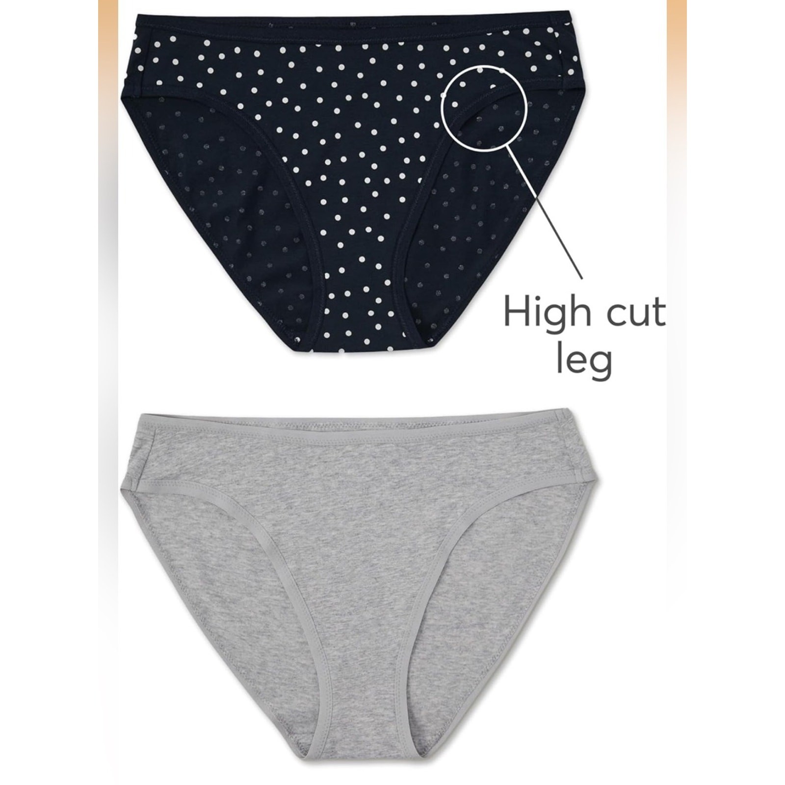 NWT Pact Sz S Organic Cotton Bikini Classic Fit Panties W/ High Cut Leg 2 Pack