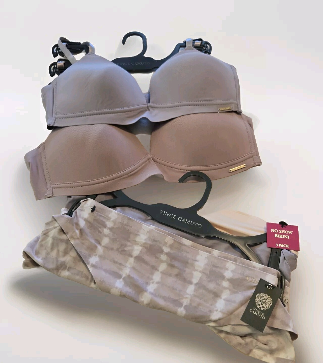NWT • 5pc VINCE CAMUTO Undergarments • 2-36B T-Shirt Bra/3-XL No Show Bikini