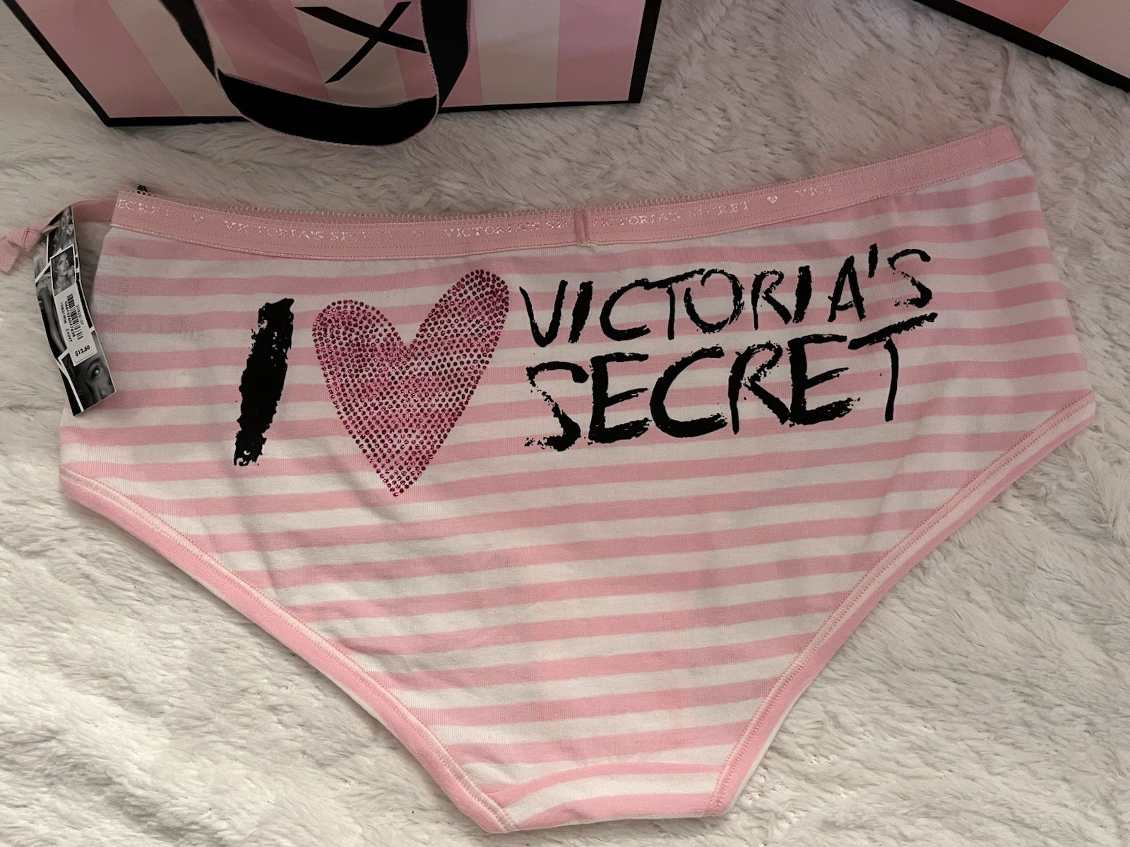 NWT VTG VICTORIA’S SECRET Signature Band Cotton Stripe Hiphugger Graffiti Panty