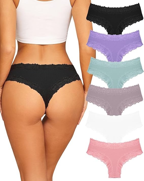 6 Tangas de Encaje suave Floral Ropa Interior Sexy Bragas de Moda para Mujer,,,,