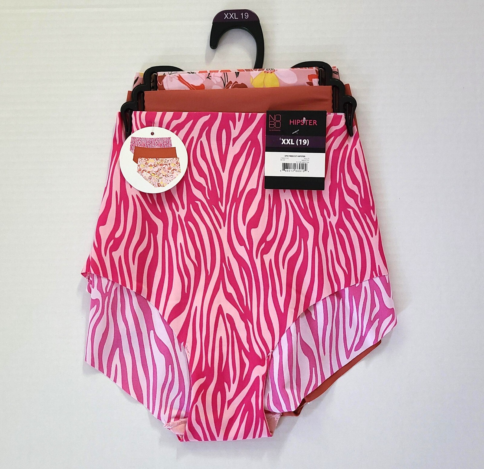 No Boundaries Junior’s No Show Hipster Panty, 3-Pack Size XXL (19)