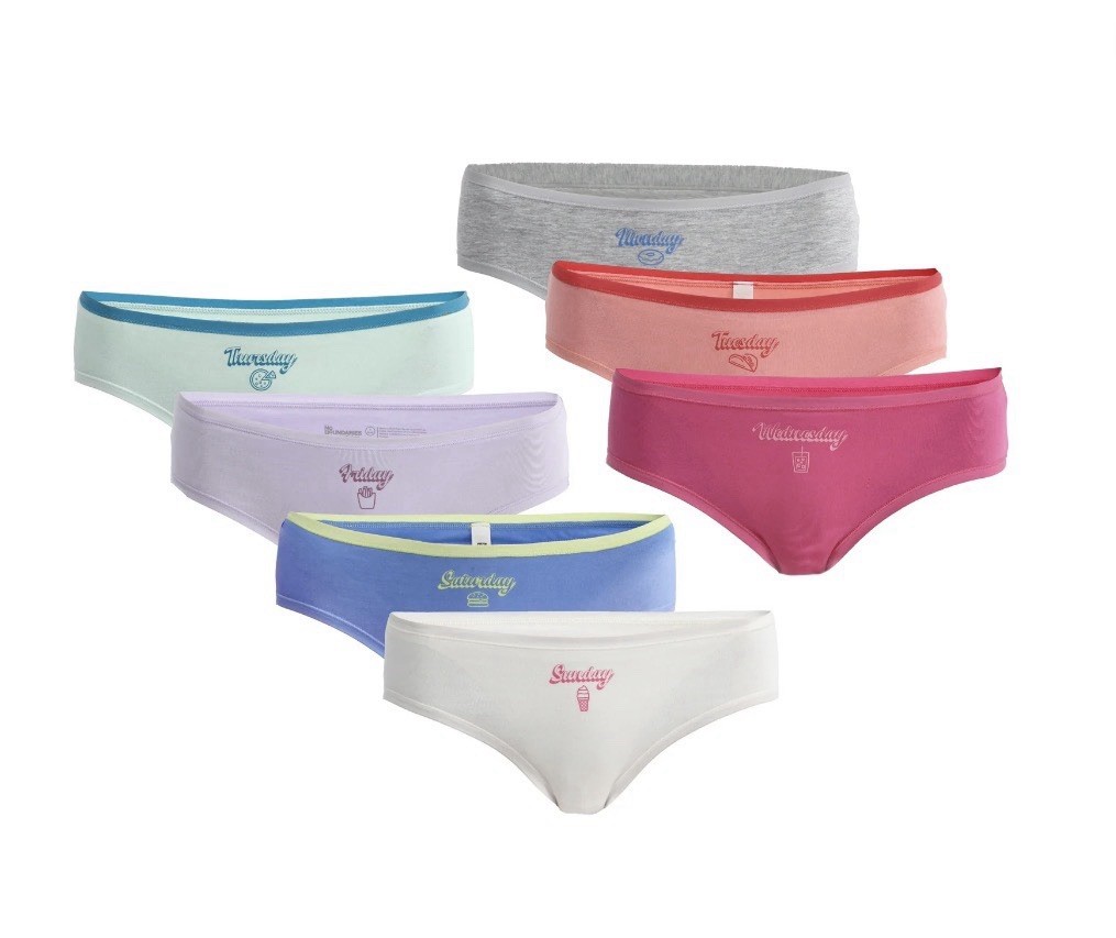 7-Pack NO BOUNDARIES Women’s XS (0-2) Cotton Hipster Mid-Rise Days Of The Week