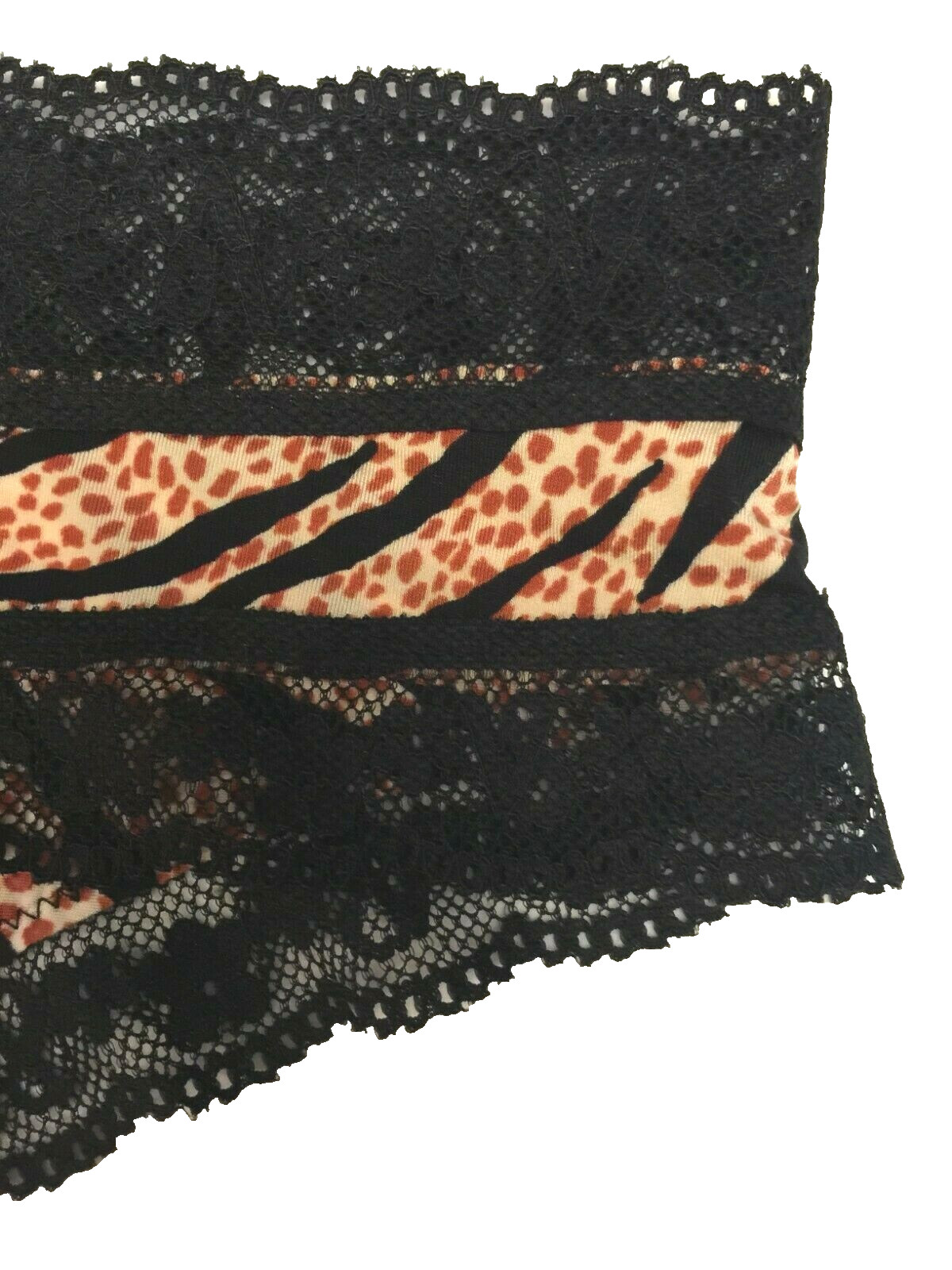 Victorias Secret Tiger Giraffe Animal Print Thong Panty Size XL Logo Lace Waist