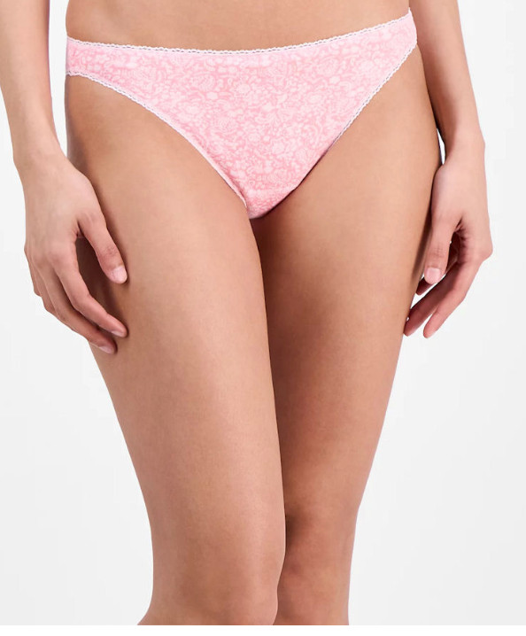 Charter Club | Pretty Cotton Bikini Panty, Peach Embroidered Floral NWT
