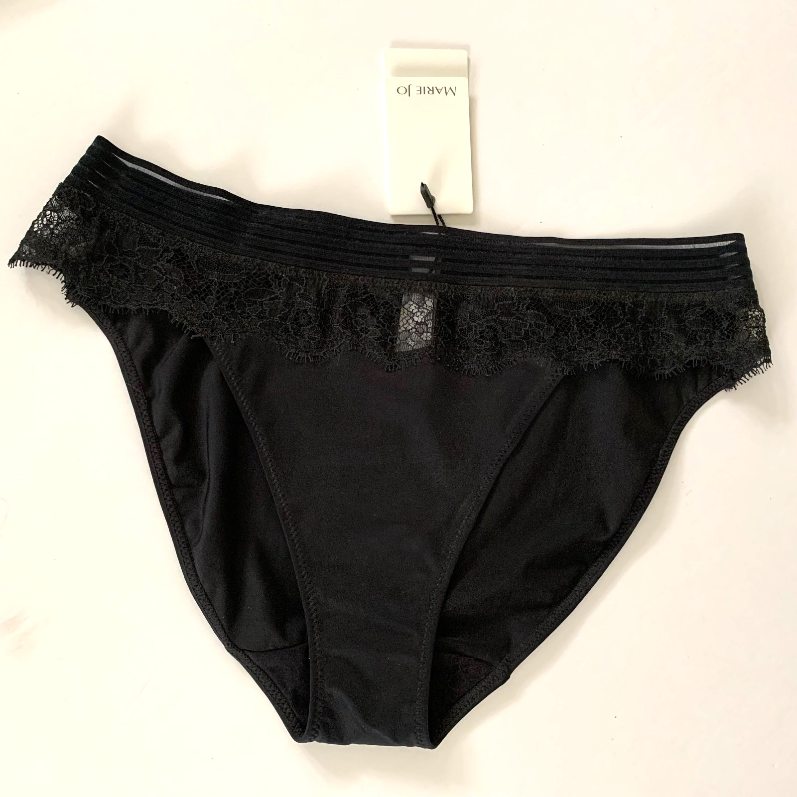 NWT Marie Jo Angelina Lace Bikini Panty Sm Graphite Charcoal Black